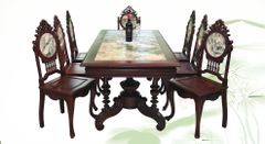 Bộ bàn ăn mặt đá 6 ghế - gỗ Cẩm Lai