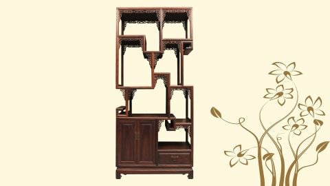 Kệ bày đồ 2 mặt chạm - gỗ Chiêu Liêu