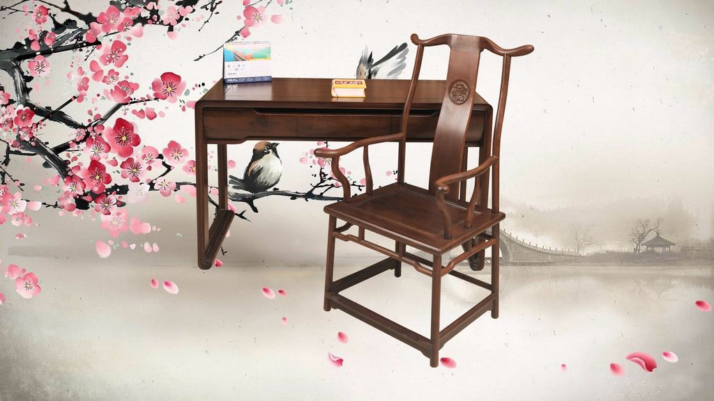 Bàn Học Chân Cuốn - Gỗ Chiêu Liêu - B037