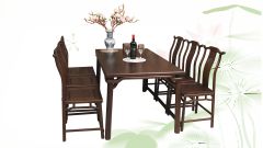 Bộ Bàn Ăn Chân Tròn 6 Ghế - Gỗ Chiêu Liêu - B013