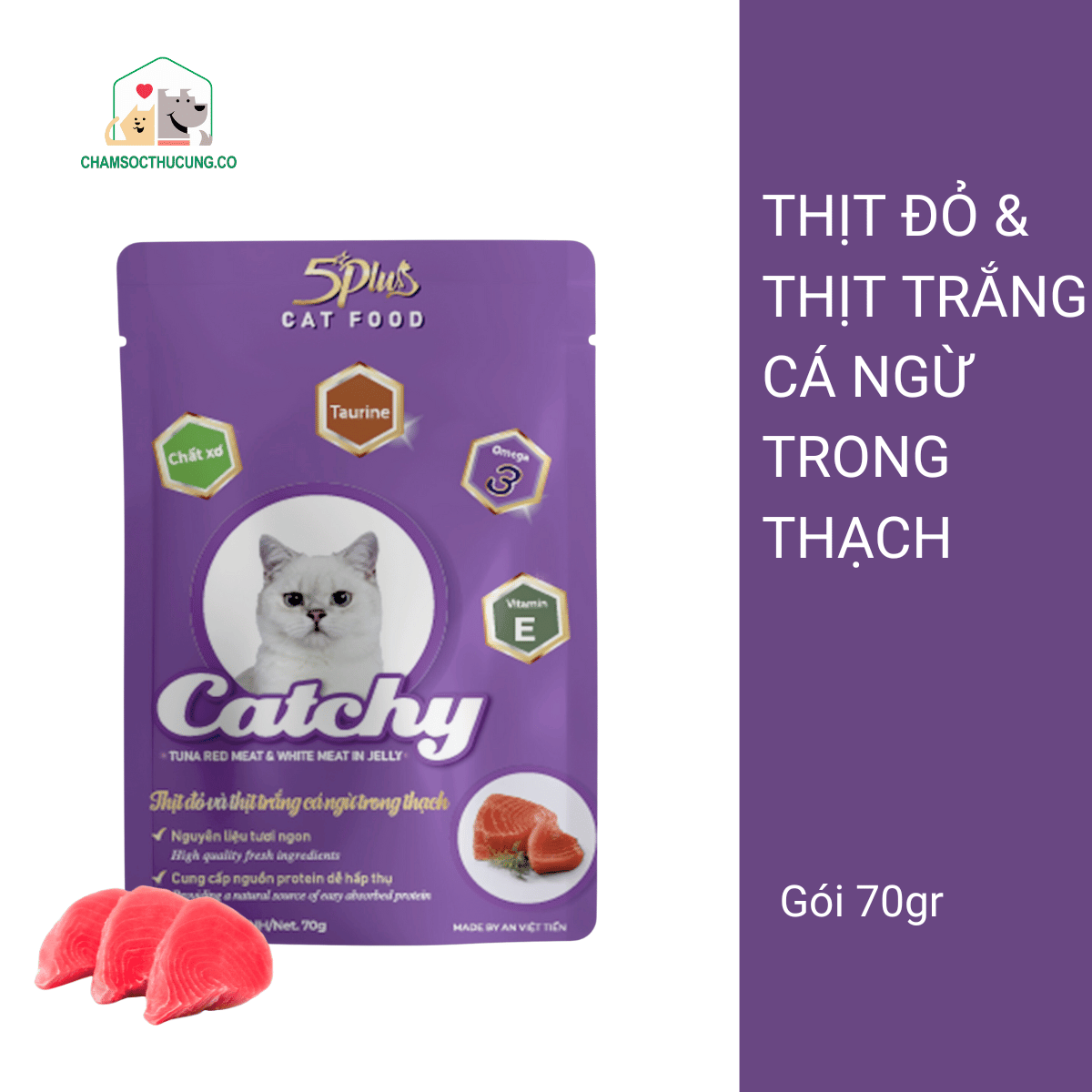  5Plus Catchy- Pate Dạng Thạch- Pate Dinh Dưỡng Cho Mèo 70gr 