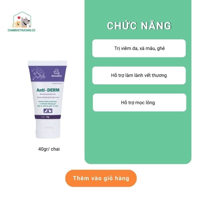  [Cải tiến tá dược] Kem Anti Derm Vemedim Giảm Viêm Da Ghẻ Xà Mâu 40gr 