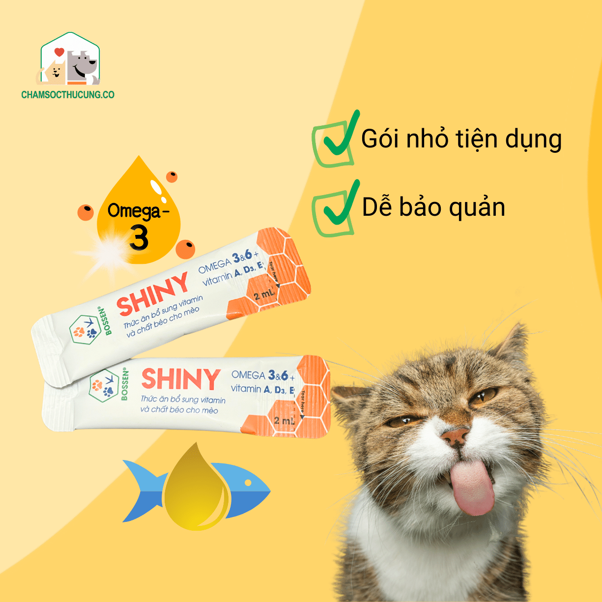 Dầu Cá Cho Mèo - Bổ Sung Vitamin & Acid Béo - SHINY- Bossen 