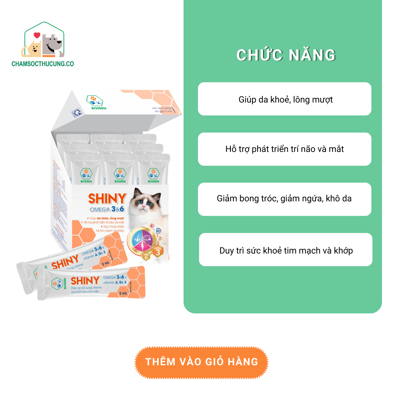  Dầu Cá Cho Mèo - Bổ Sung Vitamin & Acid Béo - SHINY- Bossen 