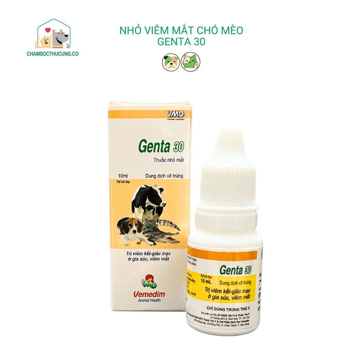  Genta 30- Nhỏ Mắt Chó Mèo Giảm Viêm Mắt- Vemedim 10ml 