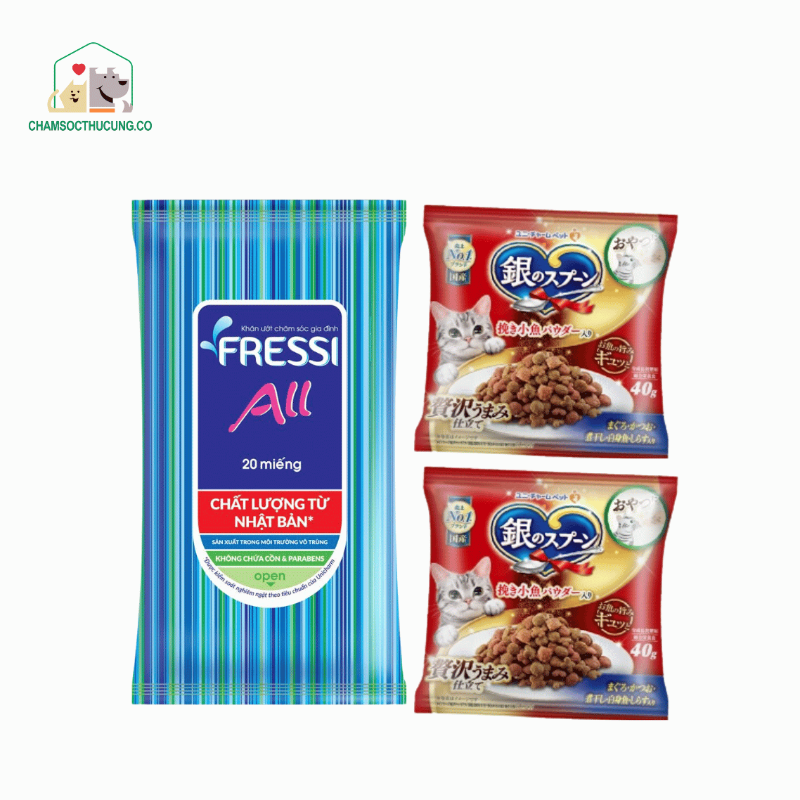  [Quà tặng] Combo 2 Gói Hạt SilverSpoon 40gr & 01 Khăn Ướt Fressi 20 Miếng 
