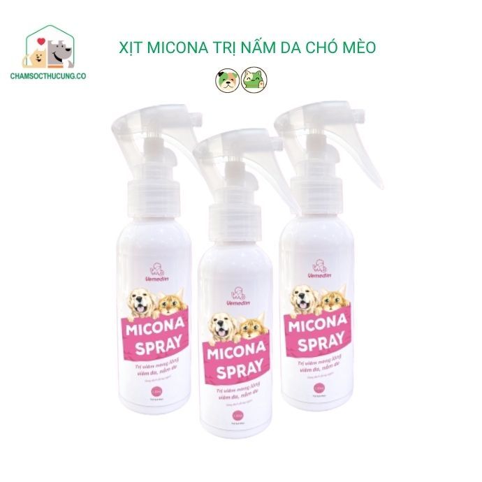  Xịt Nấm Da Chó Mèo Micona Spray Giảm Viêm Da, Nấm Da 100ml 