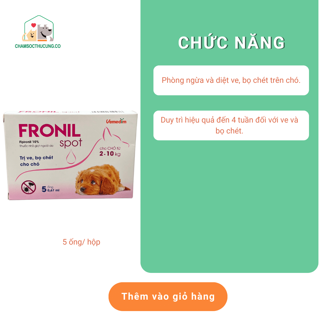  [Mẫu mới] Fronil Spot Nhỏ Gáy Diệt Ve Bọ Chét Cho Chó- Ống 0.67ml 