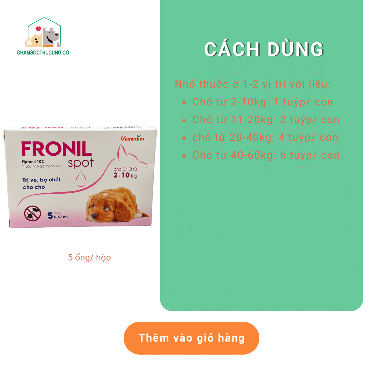  [Mẫu mới] Fronil Spot Nhỏ Gáy Diệt Ve Bọ Chét Cho Chó- Ống 0.67ml 