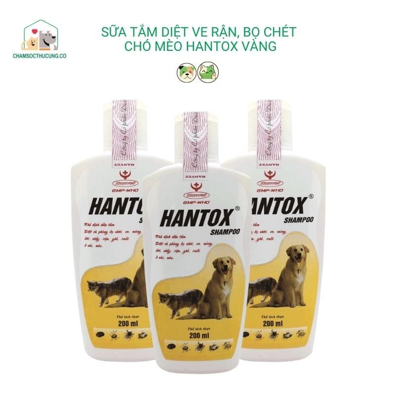  Sữa Tắm Diệt Ve Rận Bọ Chét Chó Mèo Hantox 200ml 