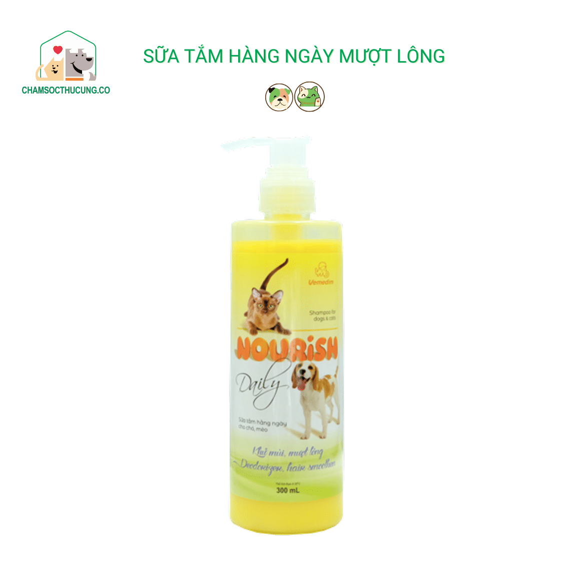  Sữa Tắm Dưỡng Mượt Lông Cho Chó Mèo Vemedim 300ml 