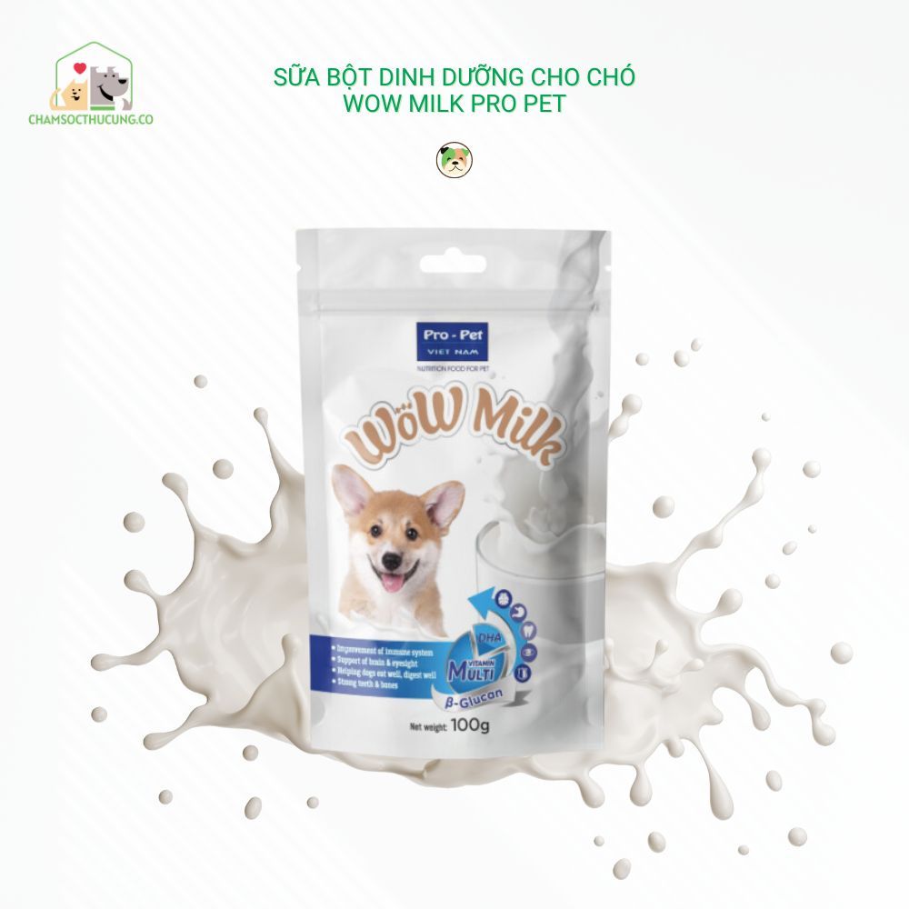 Sữa Bột Dinh Dưỡng Cho Chó Wow Milk Pro Pet 100gr Chamsocthucung.co