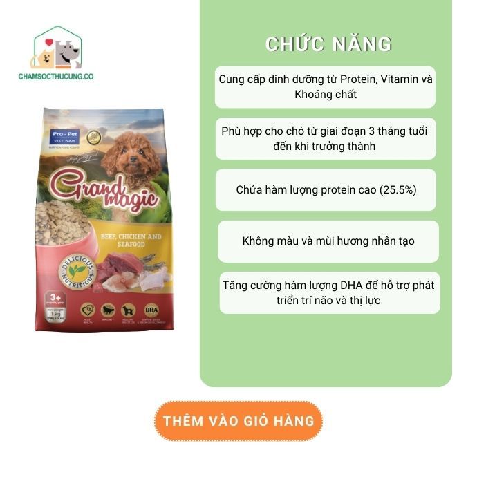  Thức Ăn Dinh Dưỡng Cao Cấp Cho Chó Pro-Pet GrandMagic-Túi 1kg 