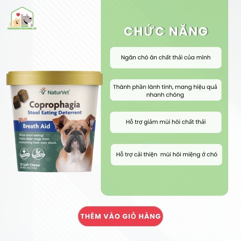  [Hàng Mỹ] Viên Nhai Ngăn Chó Ăn Chất Thải NaturVet-ORDER 