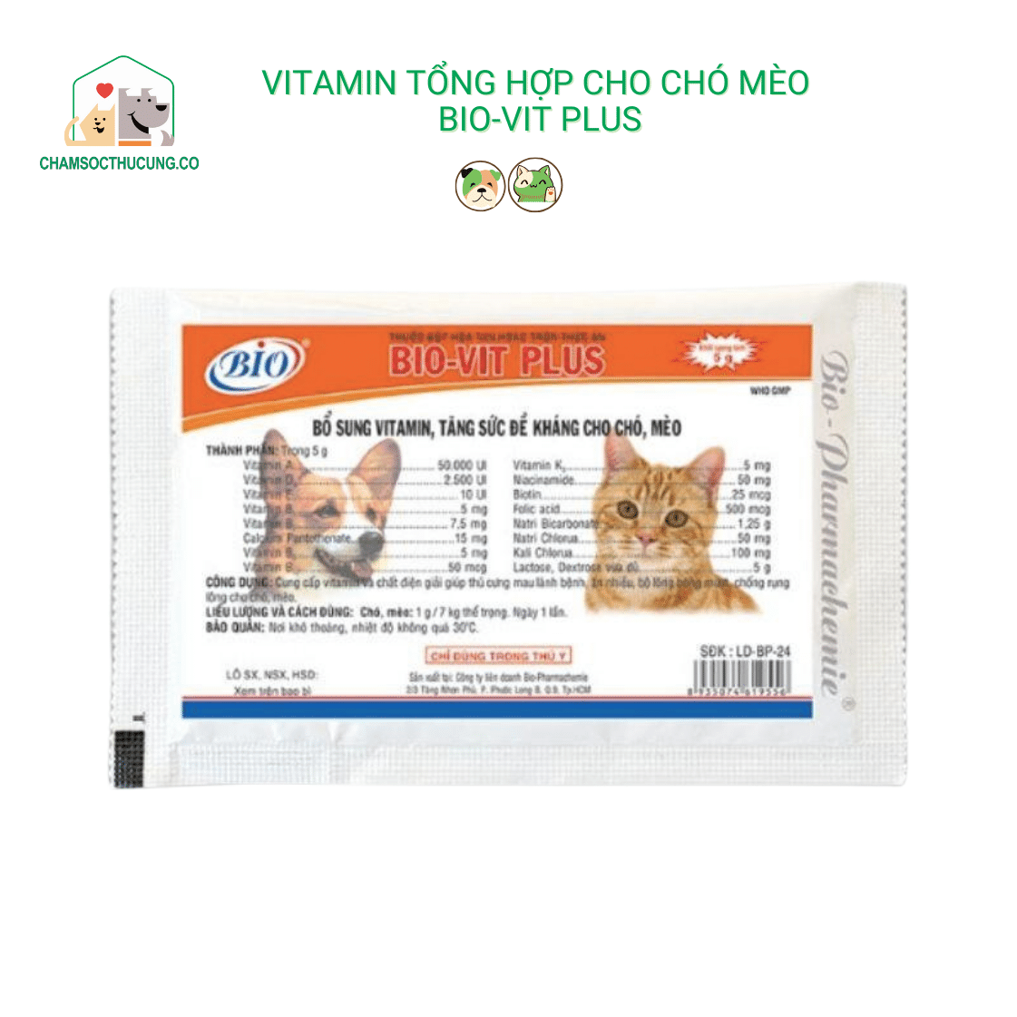  Bột Vitamin Tổng Hợp Chó Mèo- Bio Vit Plus 5gr 