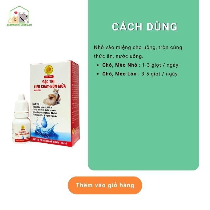  Dung Dịch Hỗ Trợ Tiêu Chảy Nôn Mửa Chó Mèo Spec-Tol Winsgroup 10ml 