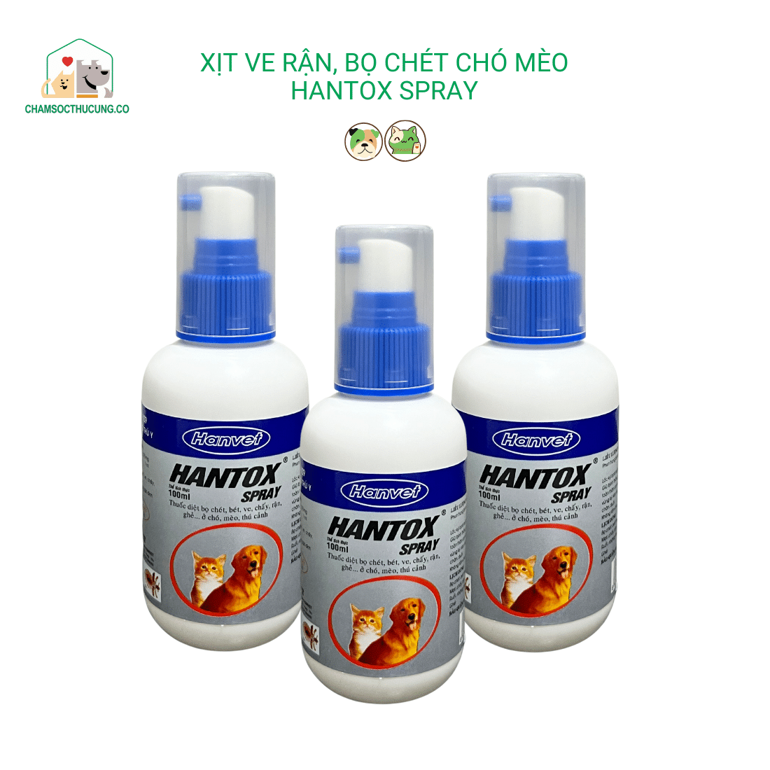  Xịt Ve Rận Bọ Chét Chó Mèo Hantox 100ml 