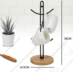  工業風木飾馬克杯架 