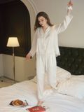  Set pijama dài ELLE Pandemos phối ren mềm mại, dáng suông thanh lịch LD2505 