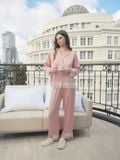  Set pijama dài ELLE Pandemos phối ren mềm mại, dáng suông thanh lịch LD2505 