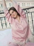  Set pijama dài ELLE Pandemos phối ren mềm mại, dáng suông thanh lịch LD2505 