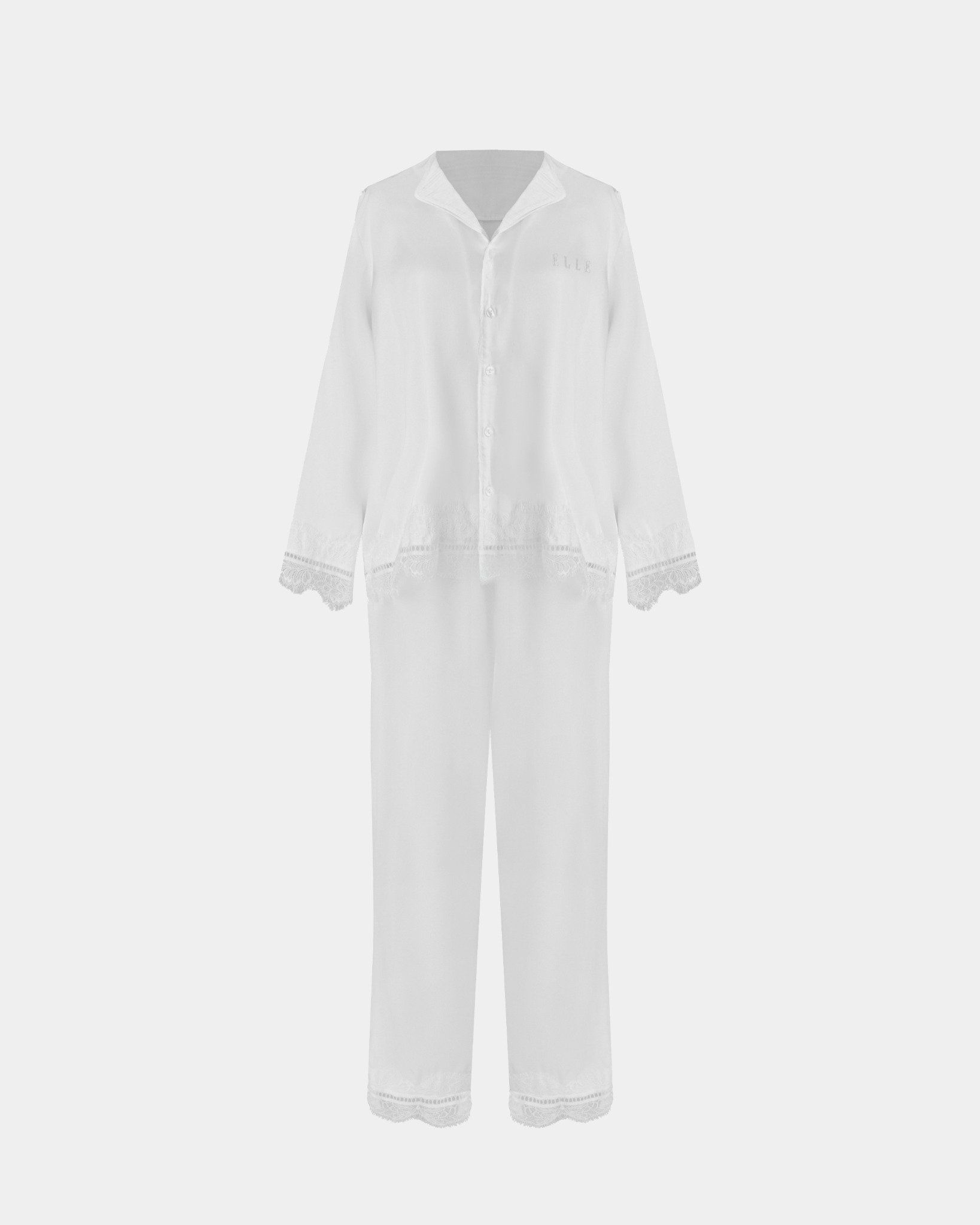  Set pijama dài ELLE Pandemos phối ren mềm mại, dáng suông thanh lịch LD2505 