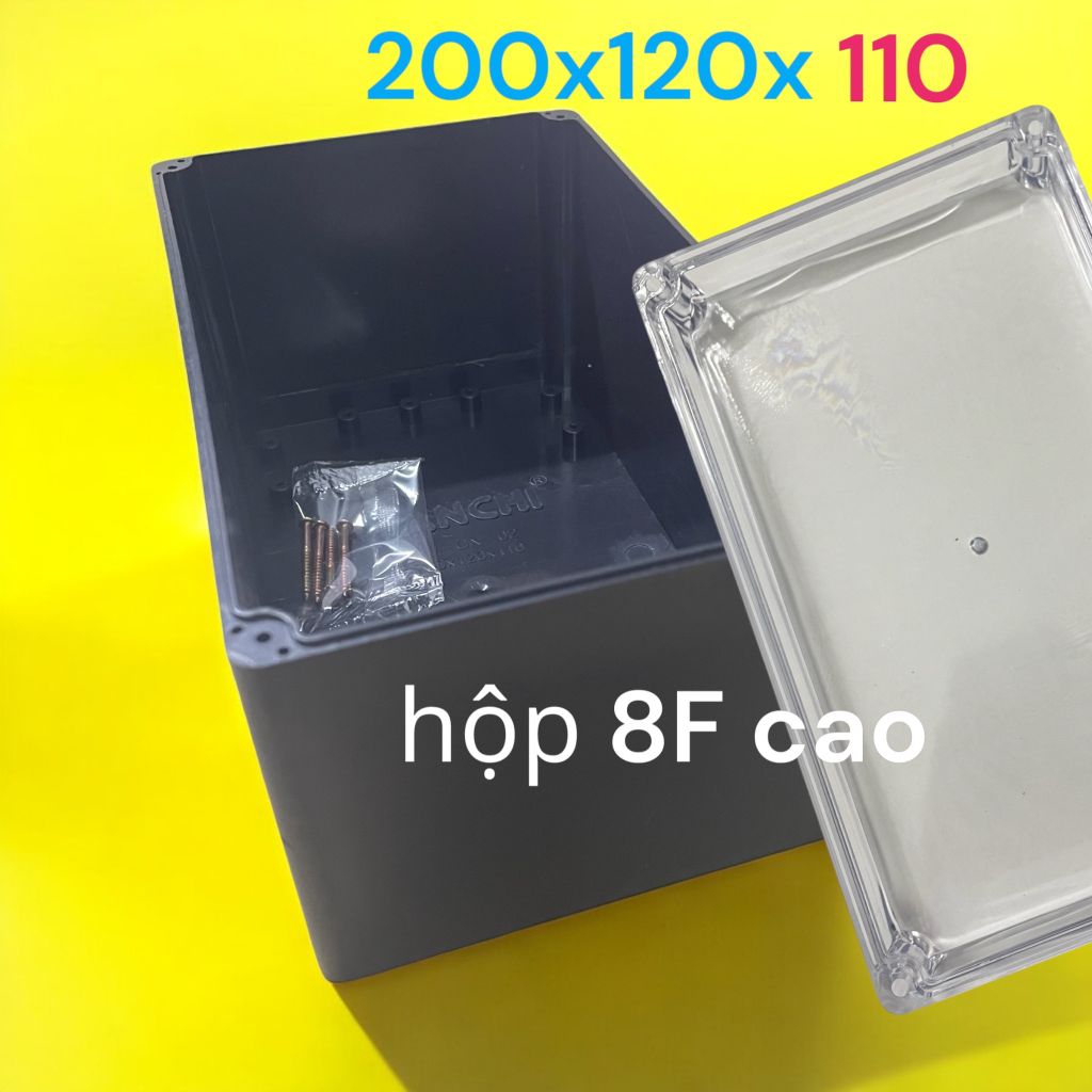 Hộp Wanchi đen 8F CAO nắp mica ( 200 X120X110mm)