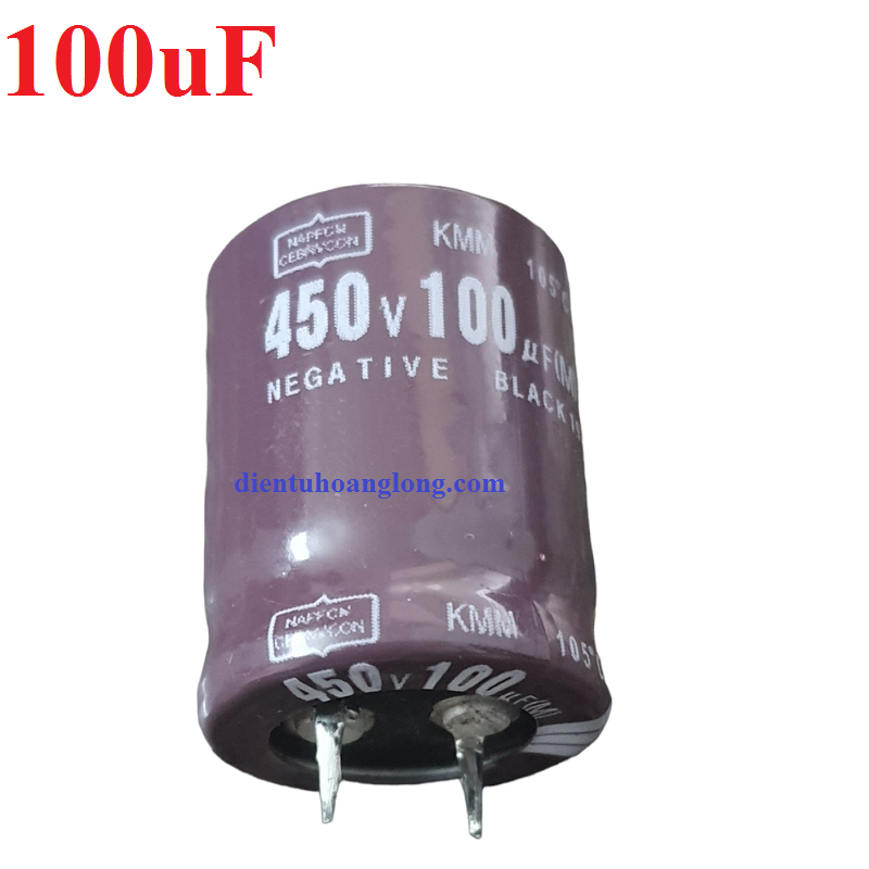 Tụ 100uF - 450V nâu/ đen chân cứng (22x35)