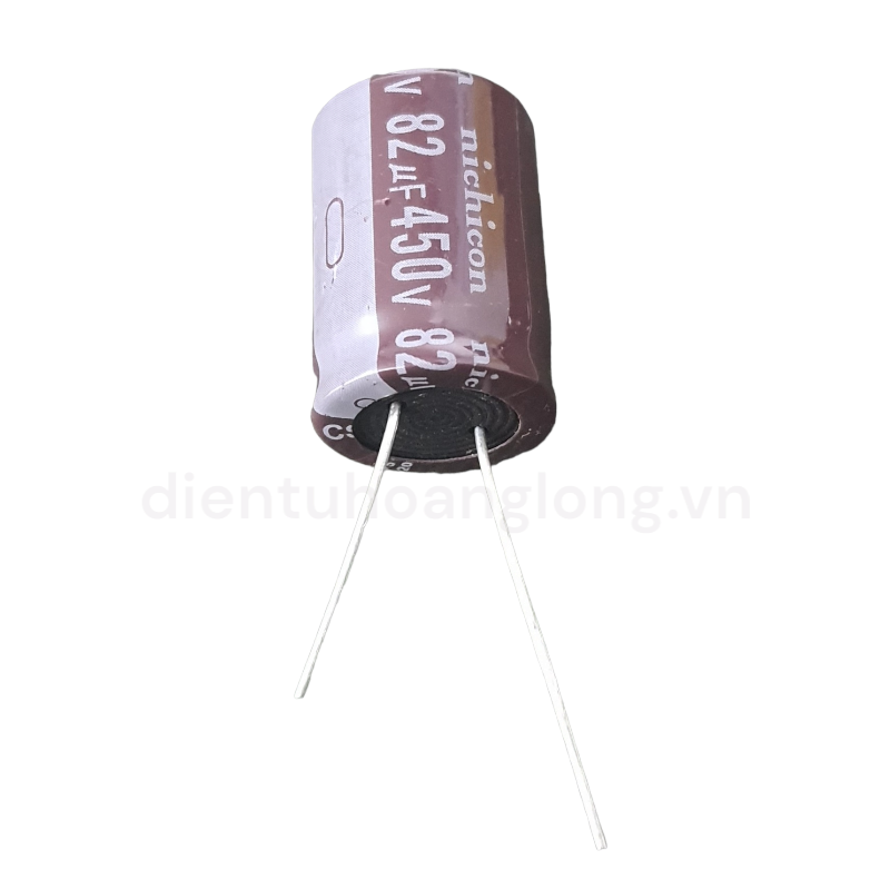Tụ 82uF-450V chân mềm NÂU mới (18x25)