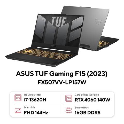 Laptop ASUS TUF Gaming F15 FX507VV-LP157W (Core i7-13620H | 16GB DDR5 | 512GB SSD | RTX 4060 8GB | 15.6 inch FHD | Win 11 | Xám)