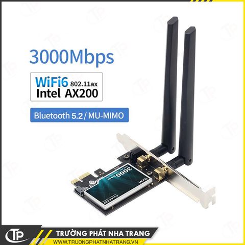 Card Wifi FV-AX200 PCIe (2 băng tần 2.4G/5Ghz, WiFi 6, Bluetooth 5.2)