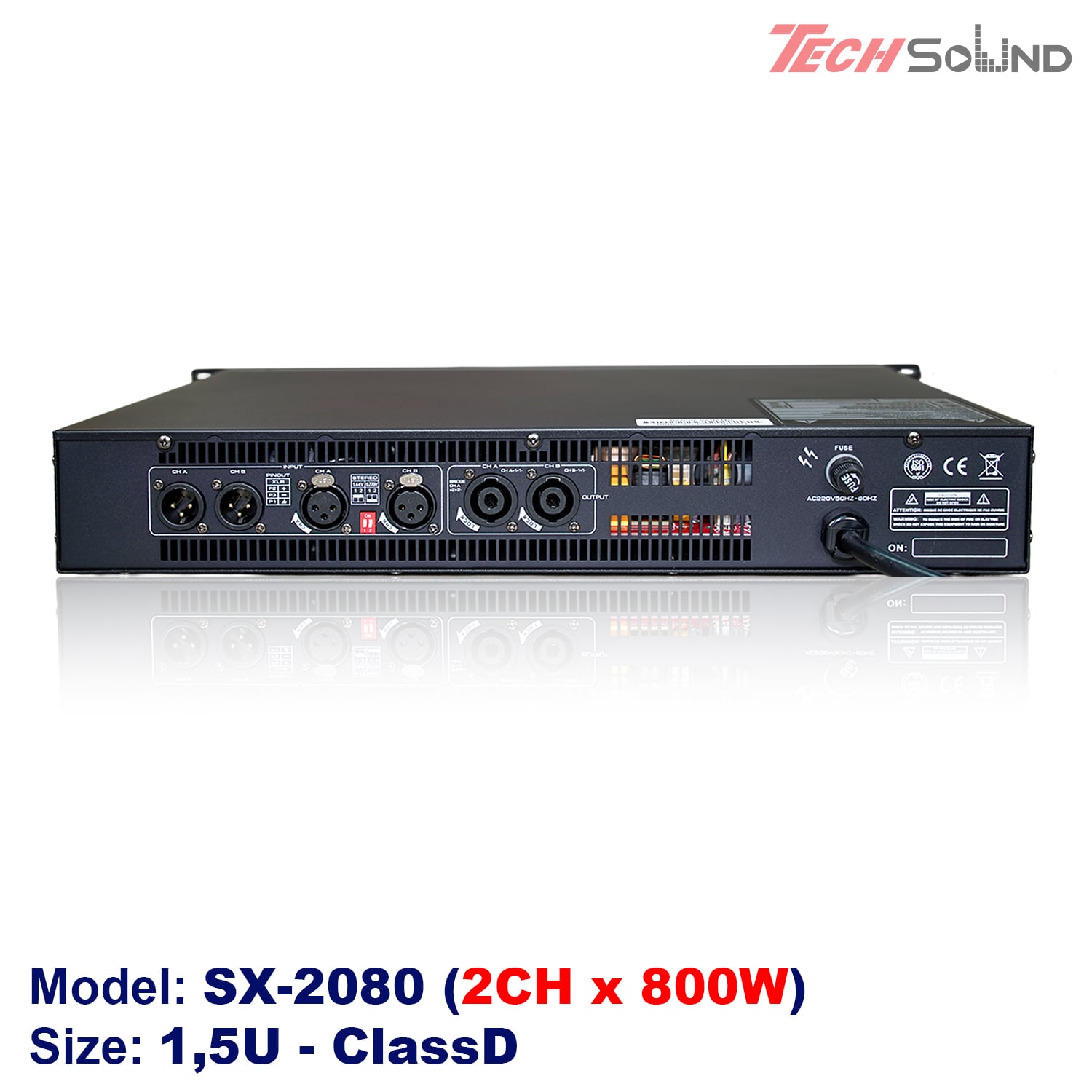 Cục đẩy 2 kênh ClassD Techsound SX2080 (New 2025)