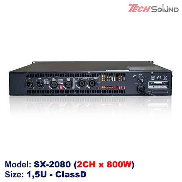 Cục đẩy 2 kênh ClassD Techsound SX2080 (New 2025)