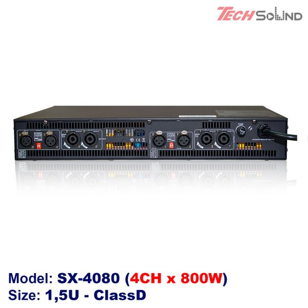 Cục đẩy 4 kênh ClassD Techsound SX4080 (New 2025)