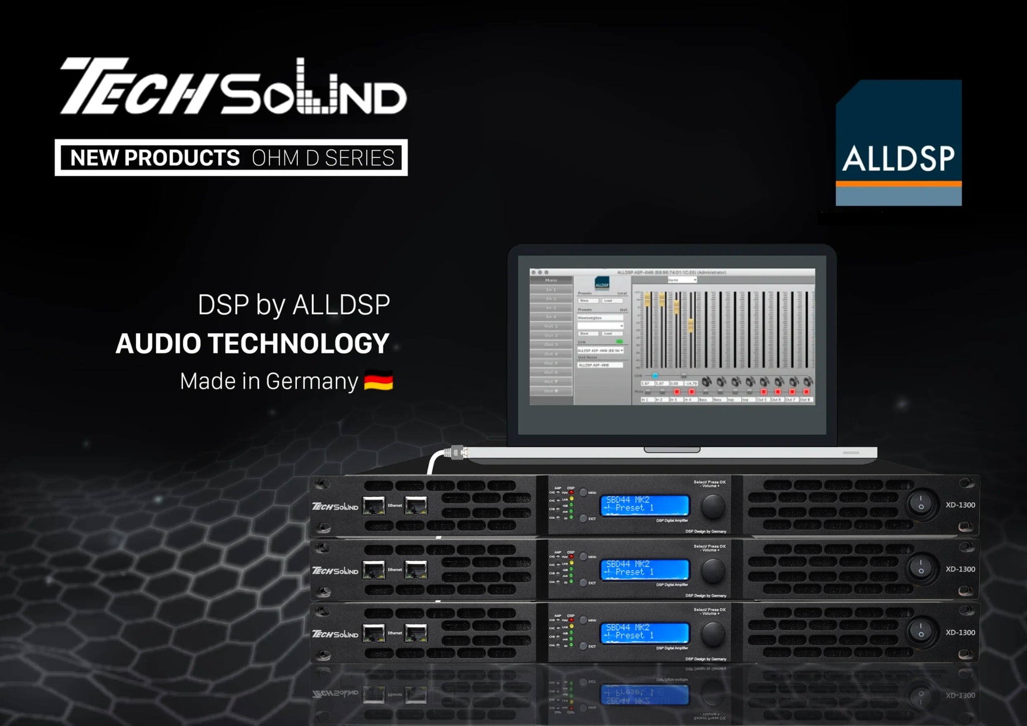 Amplifier&DSP 4 kênh ClassD Techsound XD-1300