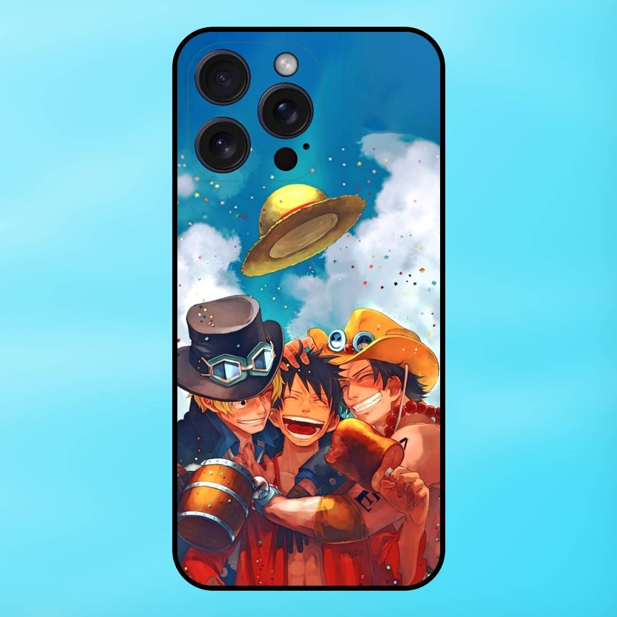  Ốp lưng điện thoại iPhone 15 Pro Max viền đen Ace One Piece Đảo Hải Tặc 