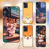  Ốp lưng điện thoại Realme C35 viền đen Chó Corgi dễ thương 