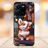  Ốp lưng điện thoại Vivo Y35 4G viền đen Chó Corgi dễ thương 