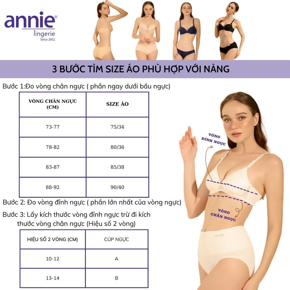 Áo ngực trơn định hình cao cấp annie Bra 8156 mút mỏng vừa thoải mái cả ngày