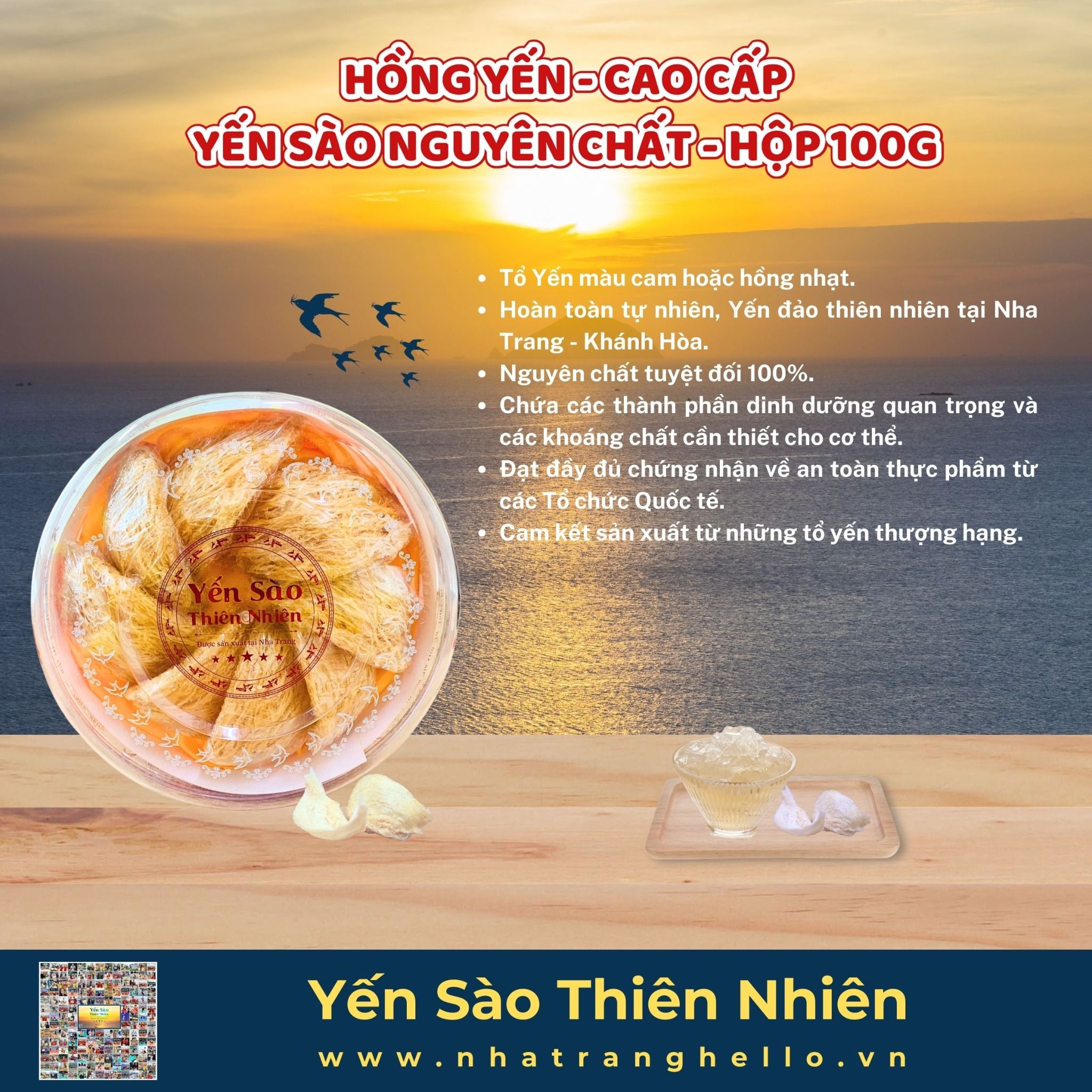  Hồng Yến - Cao Cấp - Tổ Yến Sào Nguyên Chất Sản Xuất Tại Nha Trang 