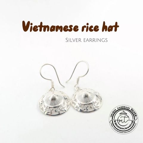  Conical hat Earrings 15 mm | Bông tai bạc nón lá | Silver Jewelry | Vietnamese Jewelry 