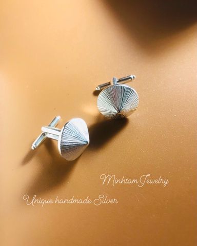  Cufflinks - conical hat Silver | măng-sét hình nón | Handmade Silver | Design by MinhtamJewelry 