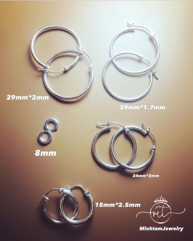  Hoop earrings 8mm - 29mm | handmade Silver | Khoen tròn bạc | Design by Minhtam Jewelry 