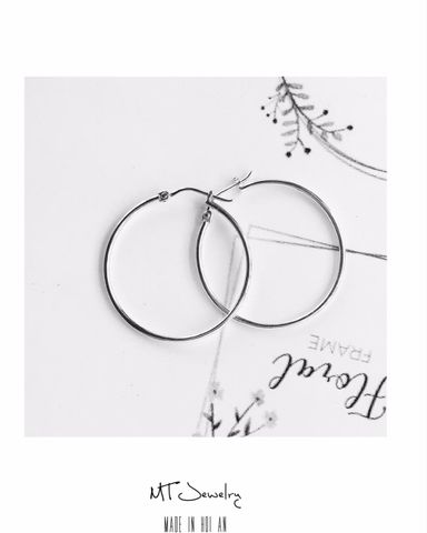  Hoop earrings 29mm*1.7mm |handmade Silver | Khoen tròn bạc | Design by Minhtam Jewelry 