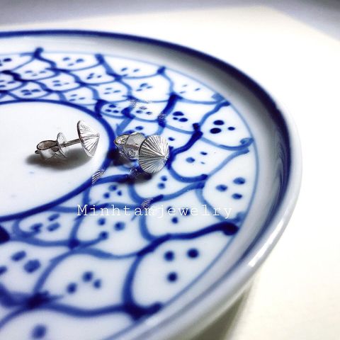  Conical hat stub earrings | Handmade Silver | bông nón cuộn vặn | Design by MinhtamJewelry 