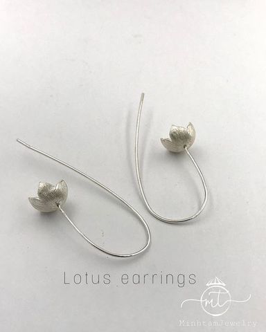  Lotus Silver earrings | bông tai bạc hoa sen | handmade Siver | Vietnamese Jewelry | Minhtamjewelry 