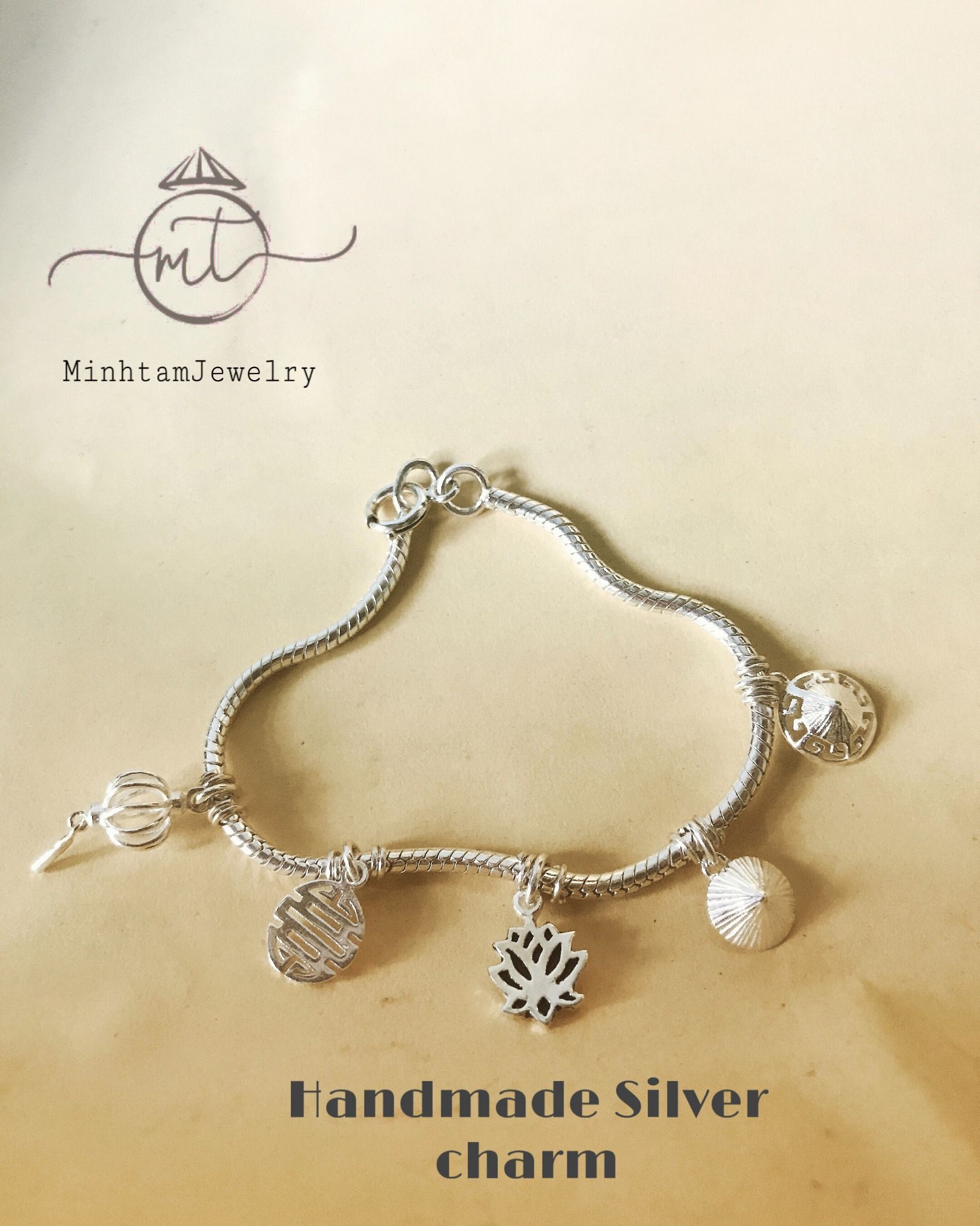 Minh Tam Jewelry Hội An Vietnam charm Silver bracelet / lắc tay bạc mix charm biểu tượng Việt