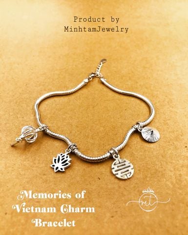  Memories of Vietnam charm Silver bracelet/ lắc tay tay bạc charm biểu tượng Việt Nam | Design by Minh Tam Jewelry 