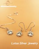  Lotus necklace | Silver Jewelry | bộ hoa sen bạc trắng đen | D 