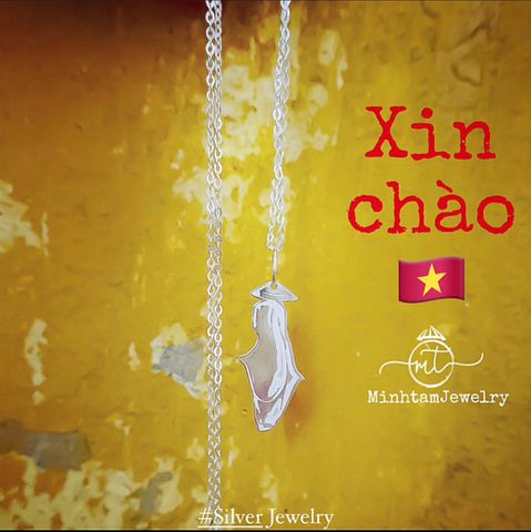  Vietnam lady with Ao dai Necklace | dây chuyền bạc Áo dài | design by MinhtamJewelry 